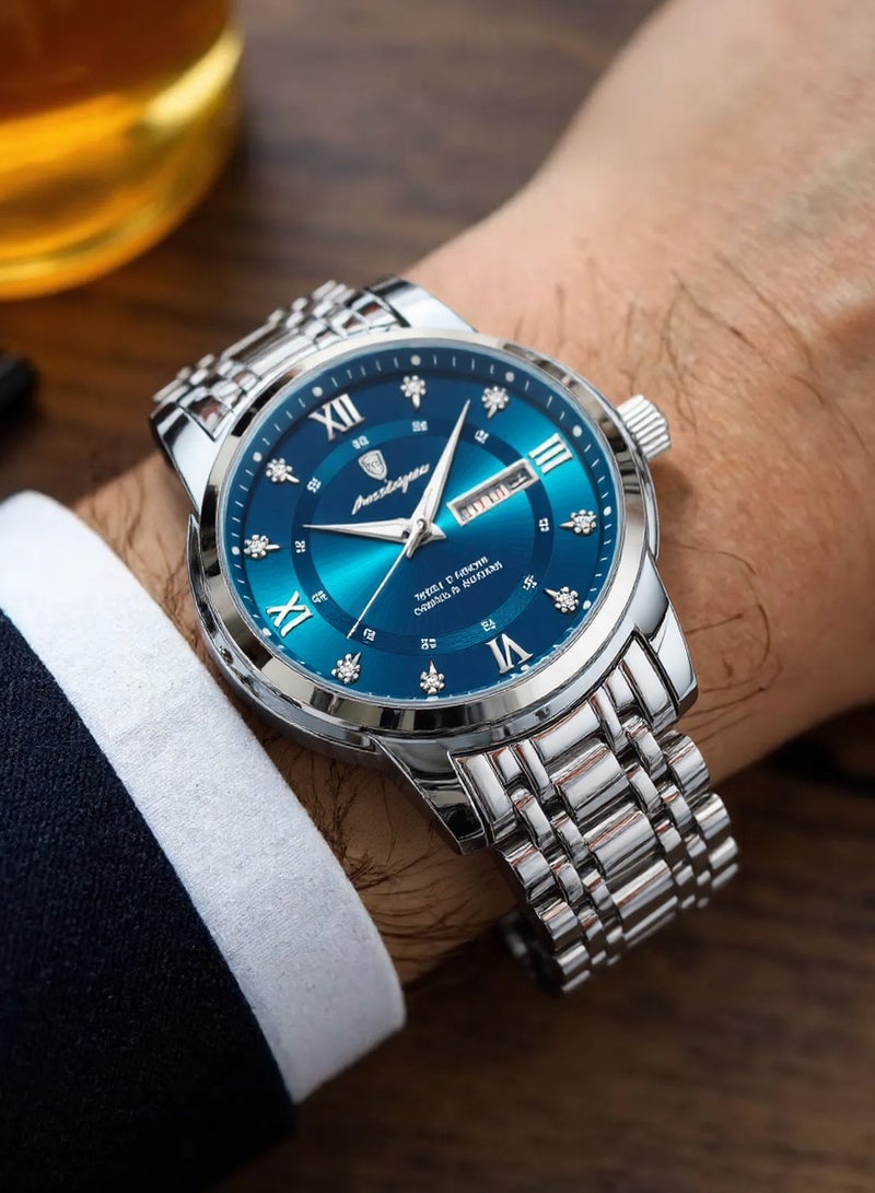 پوداجار ساعة رجالية مضيئة مقاومة للماء بهيكل كوارتز 41 ملم - Image 2