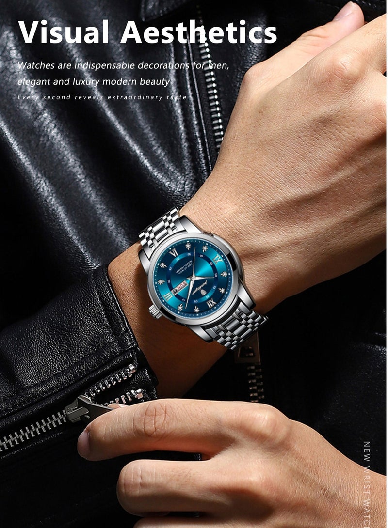 پوداجار ساعة رجالية مضيئة مقاومة للماء بهيكل كوارتز 41 ملم - Image 3