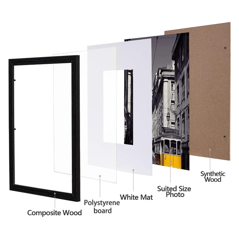 eletecpro 8x10 Picture Frames Set of 10 with Clear Acrylic Cover, Gallery Wall Decor, Displays 5x7 Photos with Mat or 8x10 Without, Horizontal or Vertical for Tabletop and Wall, Black - Image 2