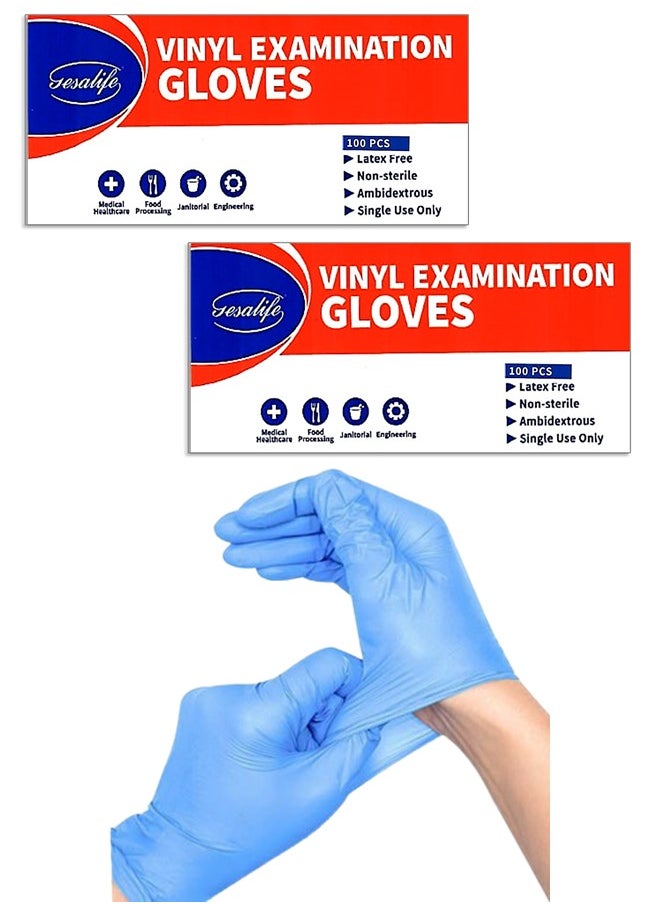 Gesalife Powder Free Disposable Vinyl Blue Gloves 200 Pieces  - Image 1
