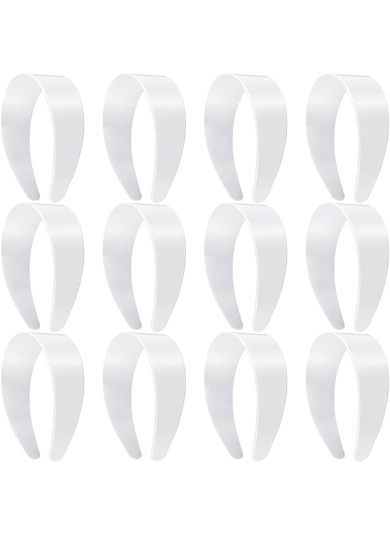 Chuangdi Chuangdi 12 Pieces Plastic Headbands Wide Hard Plain Craft Headband Plastic Hairband for DIY Hair Accessories Women2 InchWhite 