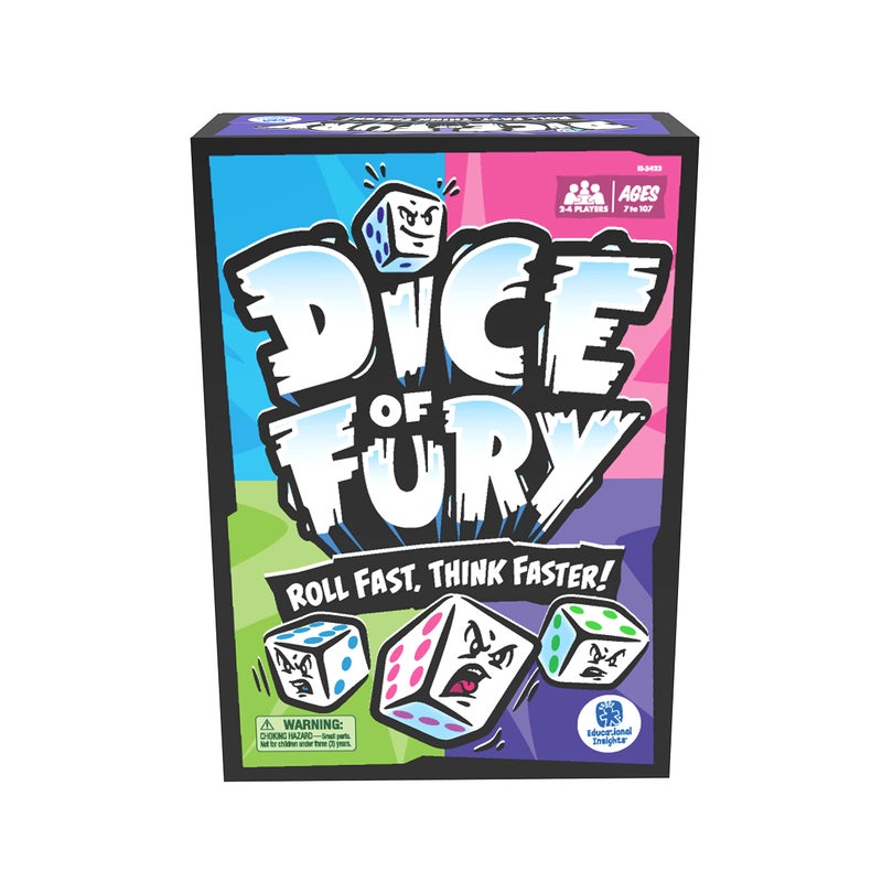 Educational Insights Dice of Fury - Fast-Paced Board Games for Adults, Teens, and Kids, Dice Games for Family Game Night, 2-4 Player Tabletop Party Game, Kids Ages 7+ - Image 1