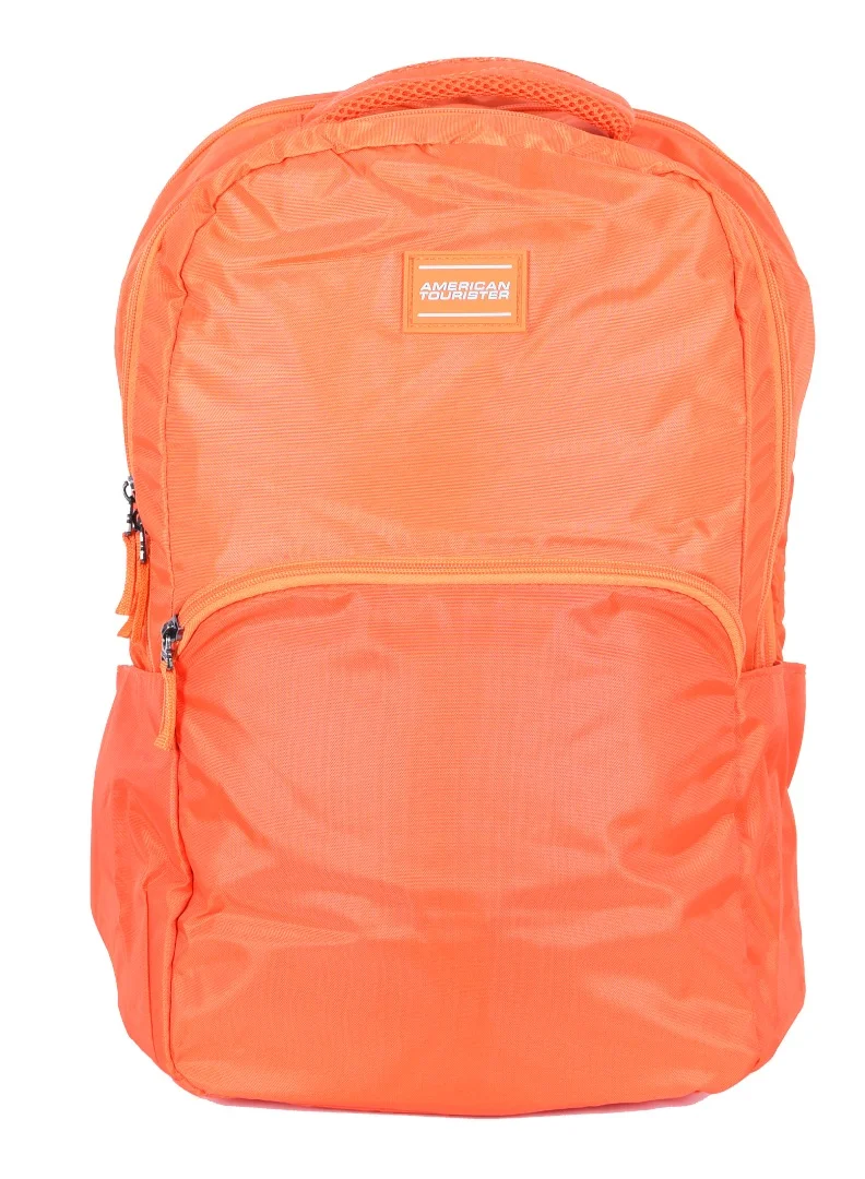 AMERICAN TOURISTER bounce backpack 27l capacity, polyester, orange|15.6" laptop compartment|front pocket compartment|adjustable padded straps|humidity resistance|bottle holder|ergo back & shoulder - 1 year international warranty