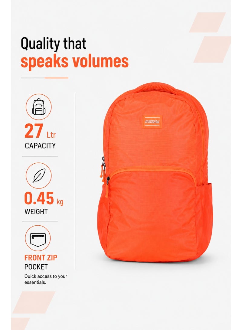 AMERICAN TOURISTER bounce backpack 27l capacity, polyester, orange|15.6" laptop compartment|front pocket compartment|adjustable padded straps|humidity resistance|bottle holder|ergo back & shoulder - 1 year international warranty - Image 3
