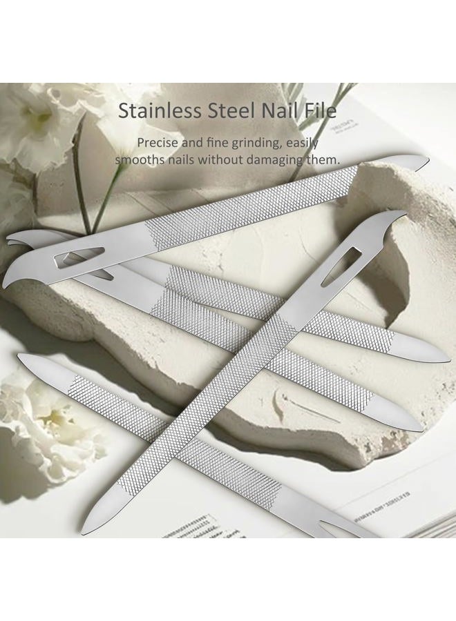 Jaasuee 10-Pack Metal Nail Files for Natural Nails - Stainless Steel, Thin, Durable with Curved Sharp Pointed Tip, Double-Sided Manicure and Pedicure Tools - Image 2