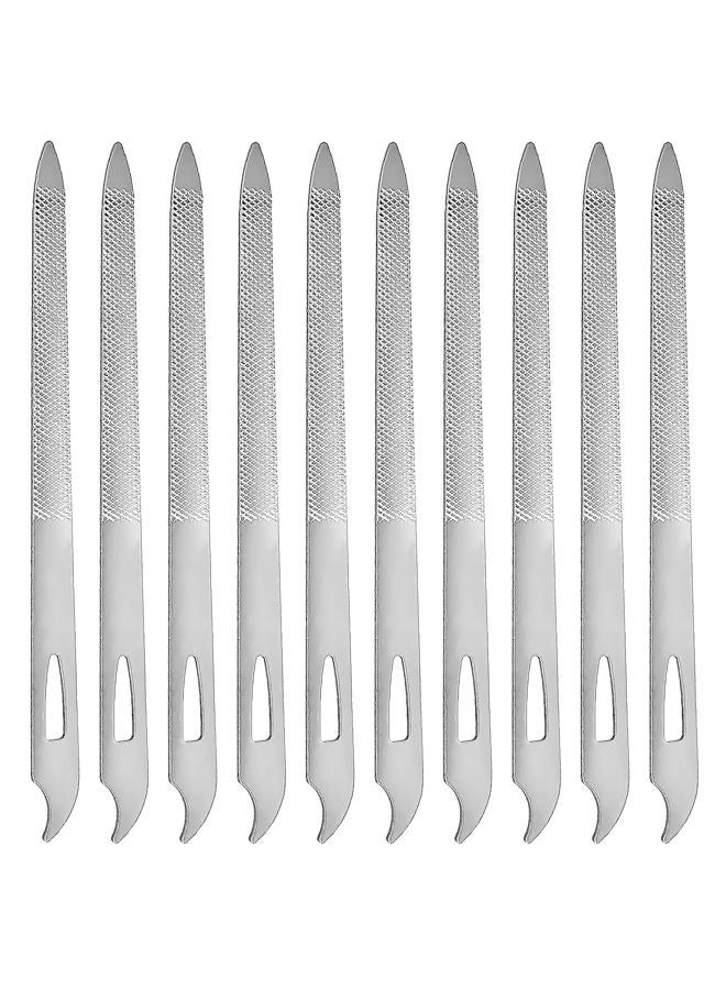 Jaasuee 10-Pack Metal Nail Files for Natural Nails - Stainless Steel, Thin, Durable with Curved Sharp Pointed Tip, Double-Sided Manicure and Pedicure Tools - Image 1