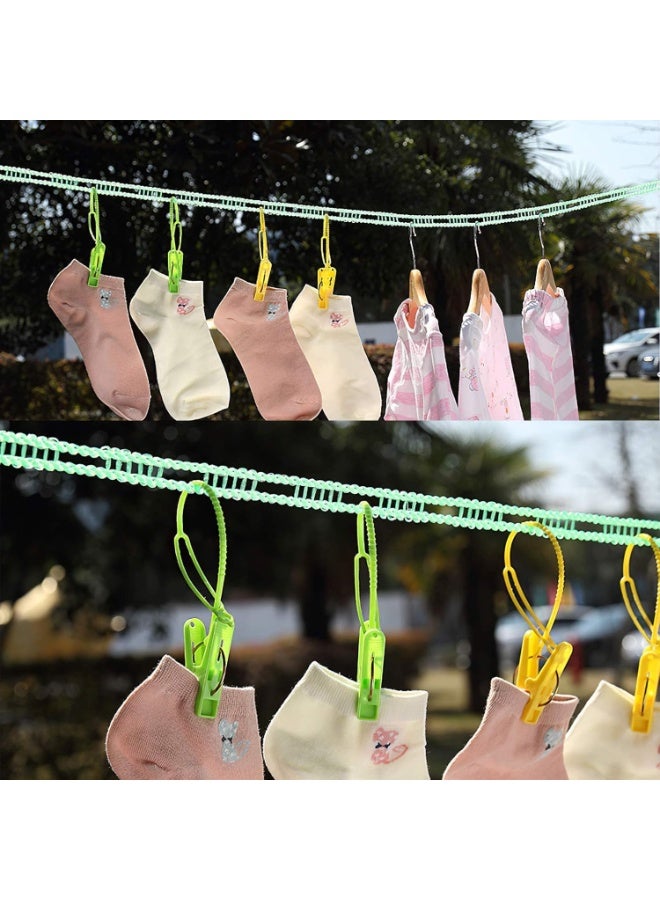 Hedge Portable Windproof Clothesline with 12 Clips 5m Non-Slip Travel Laundry Drying Line, Adjustable Nylon Rope for Outdoor Camping Cruise Indoor Hotel and Backyard Green - Image 5