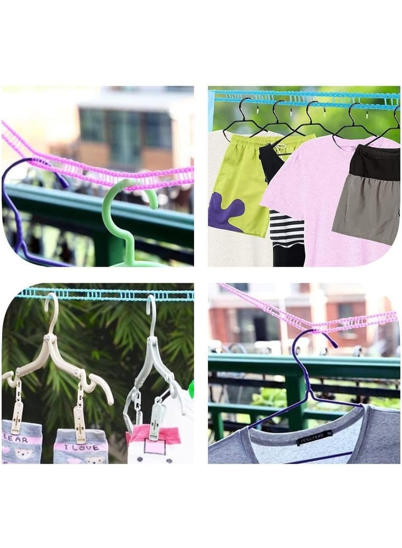 Hedge Portable Windproof Clothesline with 12 Clips 5m Non-Slip Travel Laundry Drying Line, Adjustable Nylon Rope for Outdoor Camping Cruise Indoor Hotel and Backyard Green - Image 4