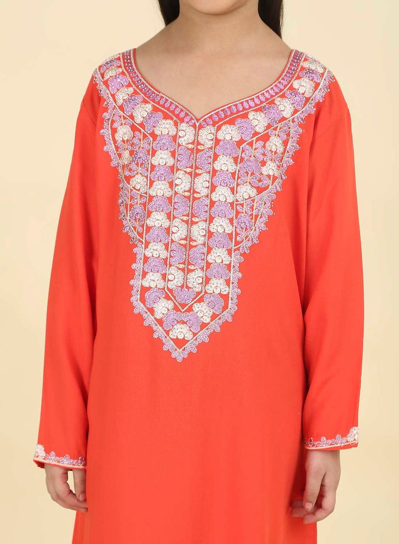 HANA & SARA Authentic Long-Sleeve Arabic Jalabiya | Girls Ethnic Maxi Dress - Image 4