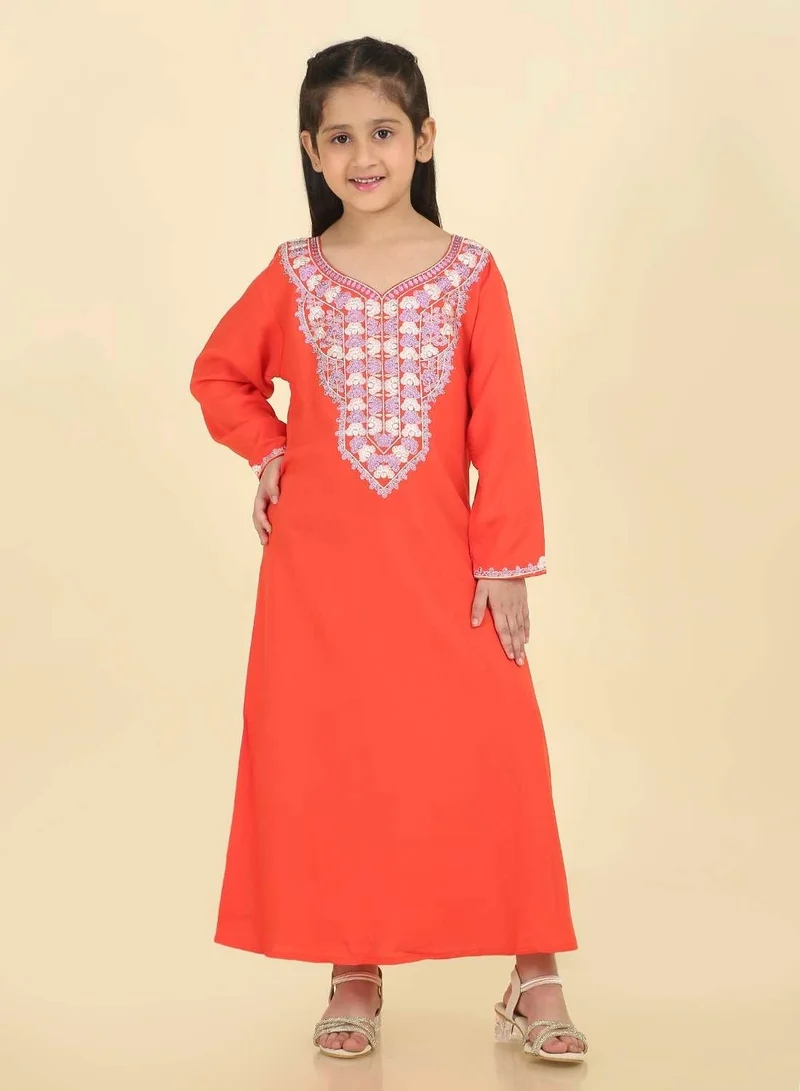 HANA & SARA Authentic Long-Sleeve Arabic Jalabiya | Girls Ethnic Maxi Dress