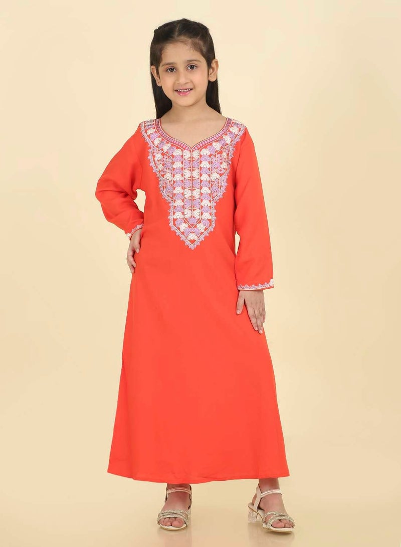 HANA & SARA Authentic Long-Sleeve Arabic Jalabiya | Girls Ethnic Maxi Dress - Image 2