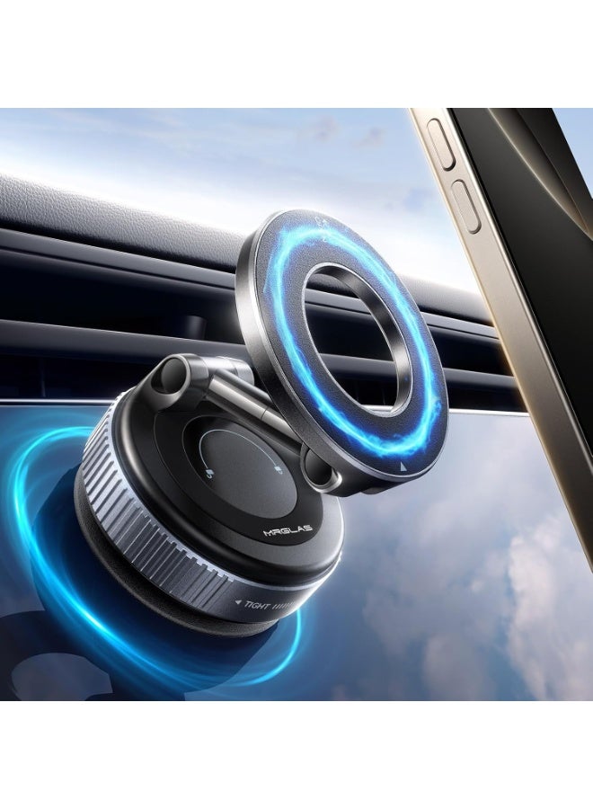 هولدر حامل هاتف 2025 متطور مغناطيسي مفرغ لسيارتك، قابل للتعديل بزاوية 360 درجة، حامل مغناطيسي 98 رطل، حامل هاتف Magsafe مزود بكوب شفط لهاتف iPhone، ملحقات سيارة وشاحن للرجال والنساء - Image 1