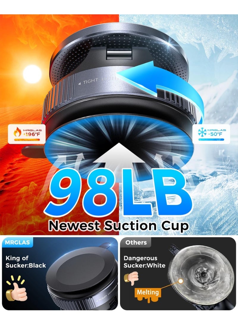 هولدر حامل هاتف 2025 متطور مغناطيسي مفرغ لسيارتك، قابل للتعديل بزاوية 360 درجة، حامل مغناطيسي 98 رطل، حامل هاتف Magsafe مزود بكوب شفط لهاتف iPhone، ملحقات سيارة وشاحن للرجال والنساء - Image 3