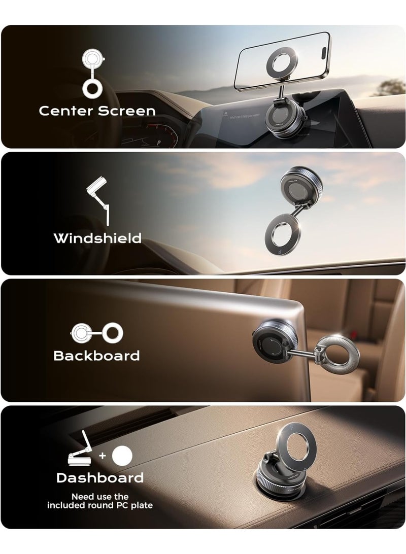 هولدر حامل هاتف 2025 متطور مغناطيسي مفرغ لسيارتك، قابل للتعديل بزاوية 360 درجة، حامل مغناطيسي 98 رطل، حامل هاتف Magsafe مزود بكوب شفط لهاتف iPhone، ملحقات سيارة وشاحن للرجال والنساء - Image 2