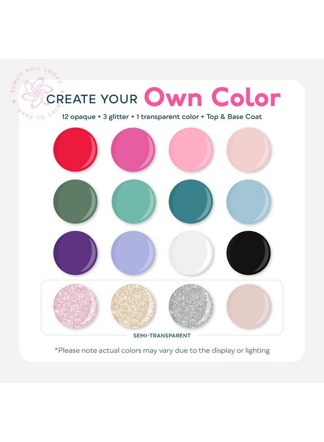 SUNUV Gel Nail Polish Kit with UV Light for Nails SUN2C 48W, 16 Colors Gel Polish Nail Set, Base and Glossy Top Coat with 8 PCS Manicure Tools Set - Image 3