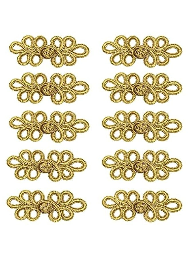 Chinese Knots Frog on Closure Fasteners for Cheongsam Tang Suit Scarf Cardigan Sweater Cloak Coats Costumes Outfit Sewing Gold W5