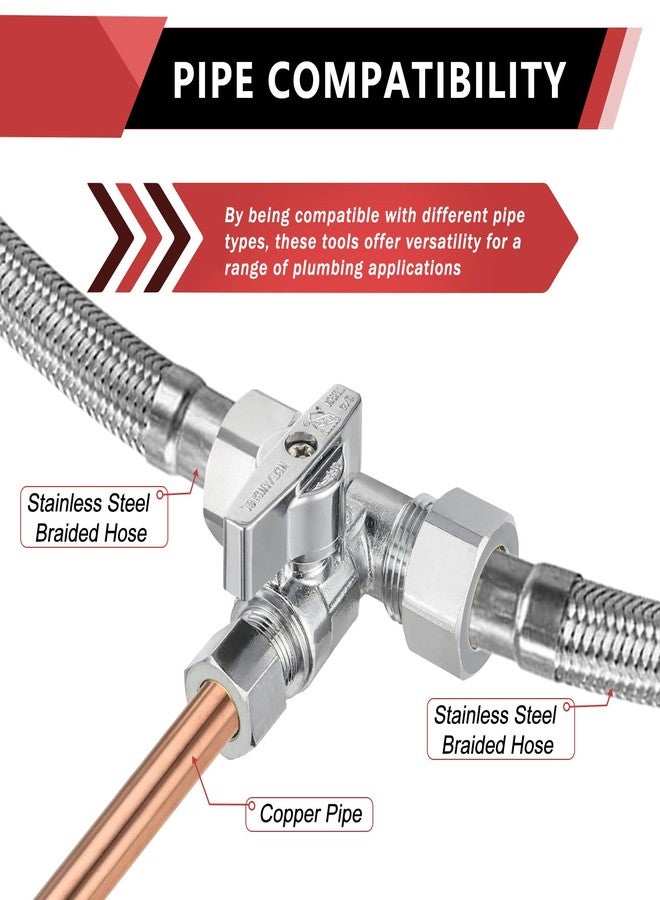 EFIELD 1/4-Turn Stop Tee Compression Stop Valve, 1/2" NOM (5/8" OD) x 1/2" NOM (5/8" OD) x 3/8 inch, Chrome Plated Brass, UPC Certified,(VALVE247) - Image 4