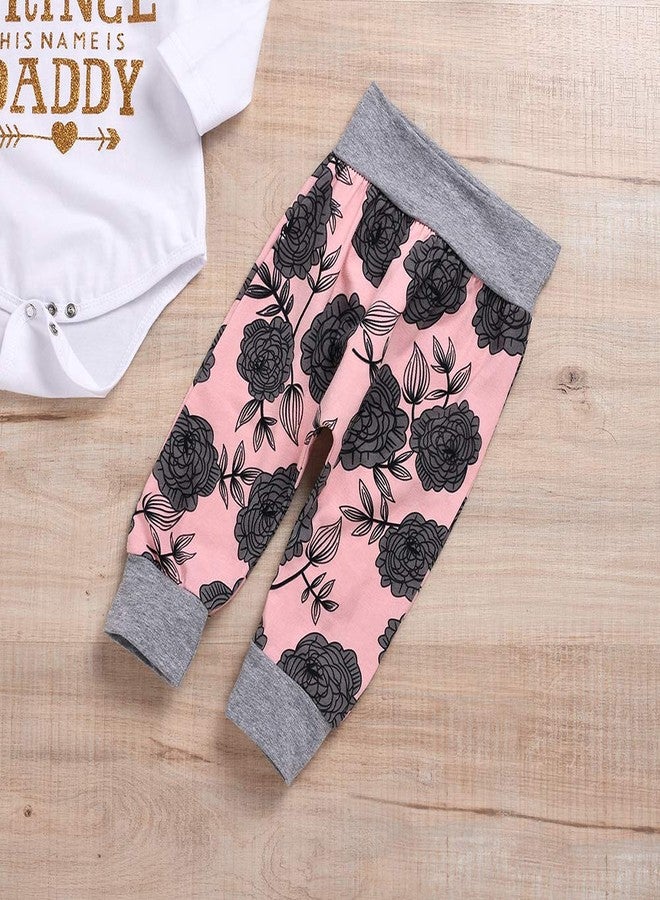 Kashoer 4Pcs Infant Baby Girls Arrow Letters Romper Top+Long Floral Pant Leggings+Warm Hat+Headhand Bodysuit 0-18Months (3-6 Months, White&Floral) - Image 4