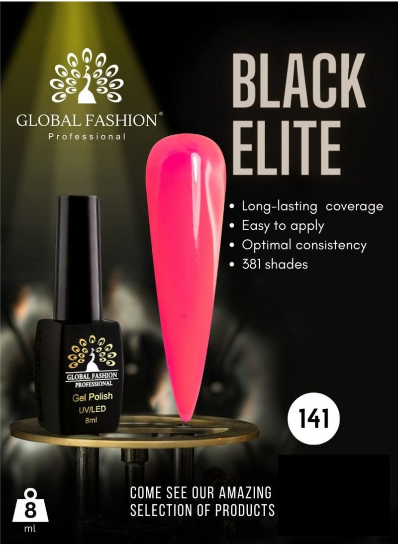 GLOBAL FASHION Global Fashion Black Elite Gel Polish | 132 Colors of Long-Lasting Elegance - 8ml | 141  - Image 2