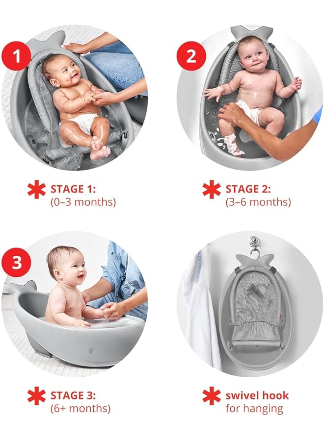 إيروريكس حوض استحمام موبي ثلاثي المراحل للأطفال والرضع، رمادي - Image 3