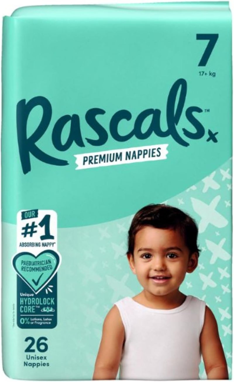 Rascals Premium Baby Diapers Size 7 - Comfortable & Leak-Proof Diapers for Babies 17+ kg - Pack of 26 - Image 1