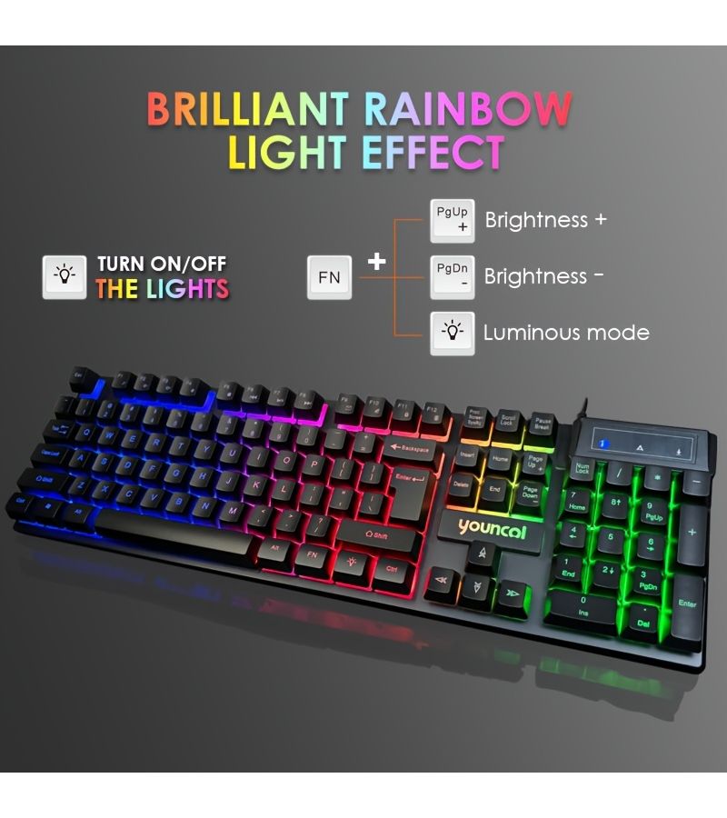 Multi Color Backlit Wired Gaming Keyboard QWERTY K8 104 Key 19 Key Conflict Free Ergonomic Design - Image 2