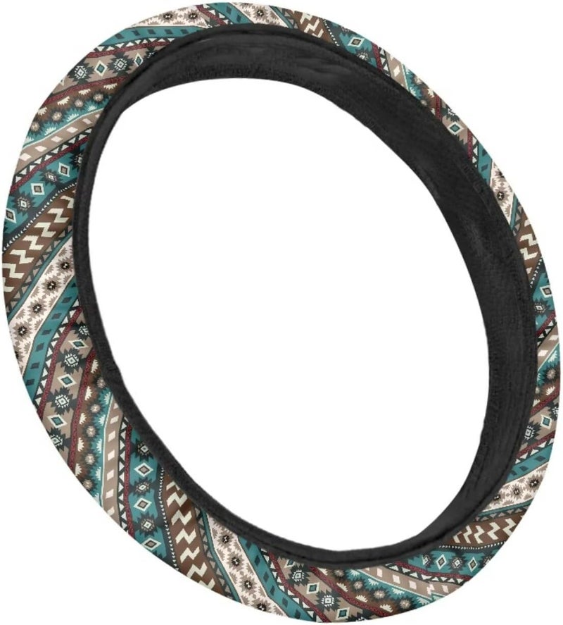 Car Steering Wheel Cover for Women and Men,Non-Slip Breathable Steering Wheel,Universal 14.5"-15" Fit for Cars and SUVs Purple Steering Wheel Cover(Blue Tribal with Horses) - Image 3