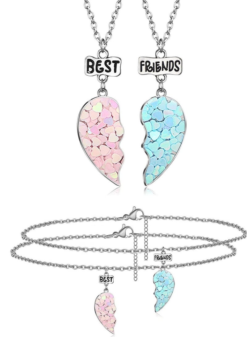 Captaintech BFF Necklaces for 2 Split Heart Mermaid Tail Pendant, Best Friends Love Matching Couples Forever Friendship Necklace Gifts for Girls - Image 1