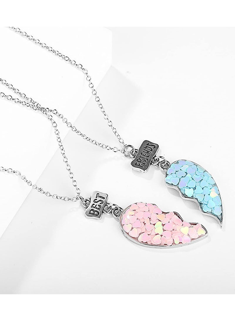 Captaintech BFF Necklaces for 2 Split Heart Mermaid Tail Pendant, Best Friends Love Matching Couples Forever Friendship Necklace Gifts for Girls - Image 2