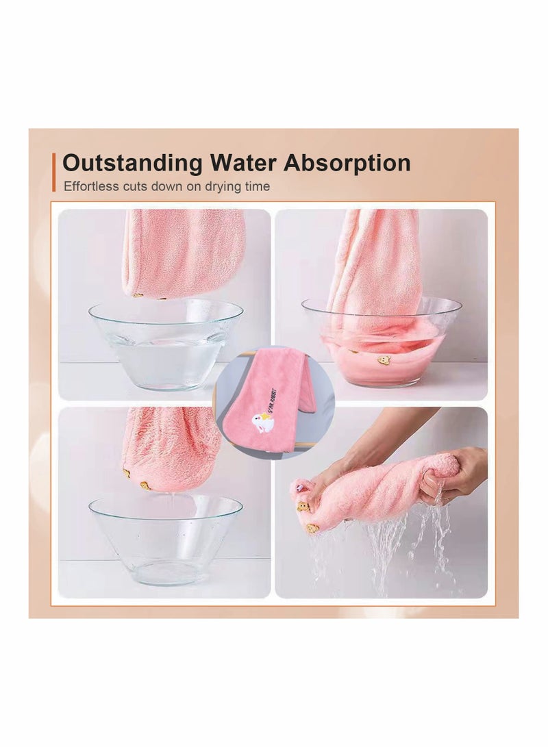 Hair Drying Towel Microfiber Wrap with ons Super Absorbent Twist Turban Shower Gift for Kids and Women (3pcs-Single Layer) - Image 4