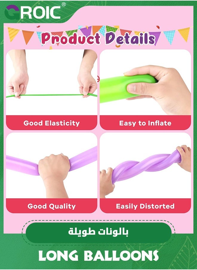 GROIC - Long Balloons for Balloon Animals, 100pcs Twisting Balloons for Balloon Garland Animals Modeling Birthday Wedding Party Decorations Multicolor,Party Supplies - Image 1