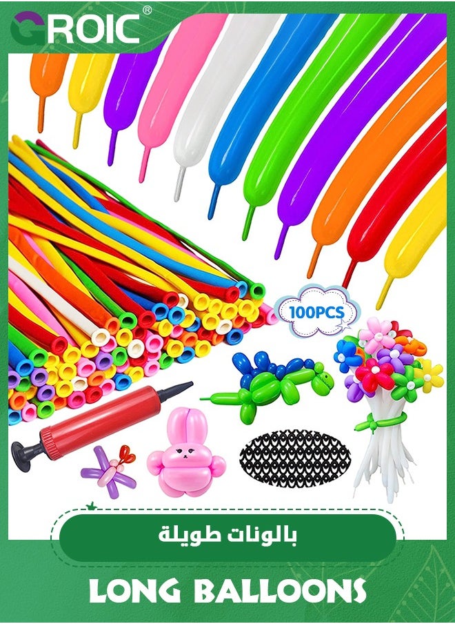 GROIC - Long Balloons for Balloon Animals, 100pcs Twisting Balloons for Balloon Garland Animals Modeling Birthday Wedding Party Decorations Multicolor,Party Supplies - Image 1