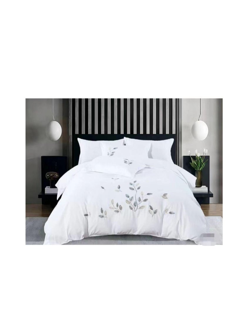 Embroidered King Size Duvet Cover Set - 6-Piece Bedding Collection fitted bedsheet duvet with Zipper Closure