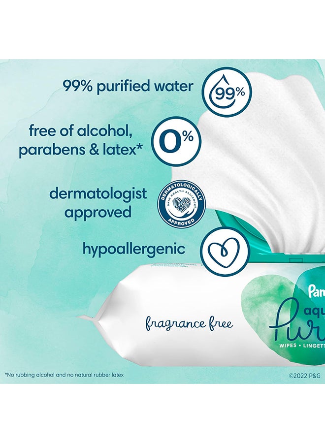 بامبرز مناديل مبللة للأطفال الحساسة من أكوا بيور، 99% ماء، لا تسبب الحساسية، غير معطرة، 12 عبوة قابلة للطي، 672 قطعة - Image 3