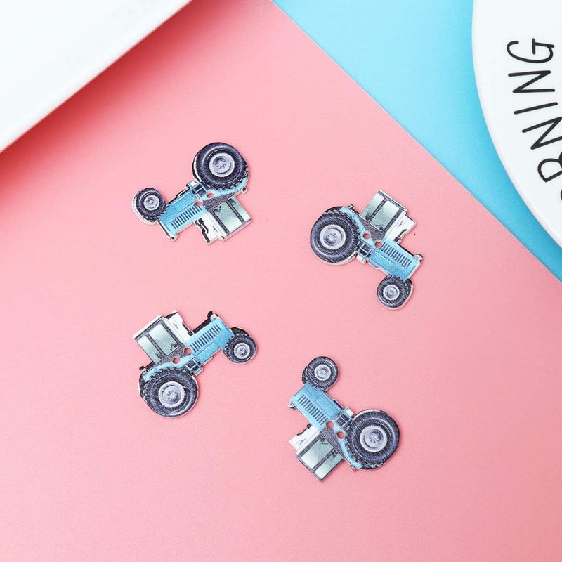 comfrt 50pcs Wooden Buttons Car Buttons Decorative Buttons Embellishments 2 Holes Buttons for DIY Sewing Crafting Clothing Pattern E - Image 2