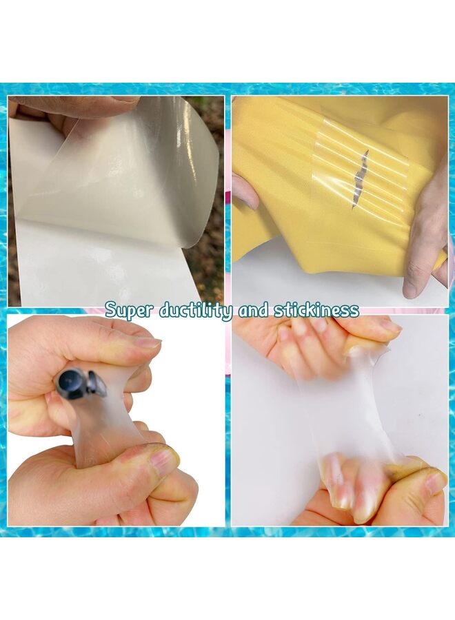 3pcs Repair Tape Fabric Repair Boat Covers Canvas Pop Up Camper RV Awning Tarp Canopy Tear & Vinyl Bimini Tops Sail Air Mattress Patch Kit Clear Heavy Duty - Image 3