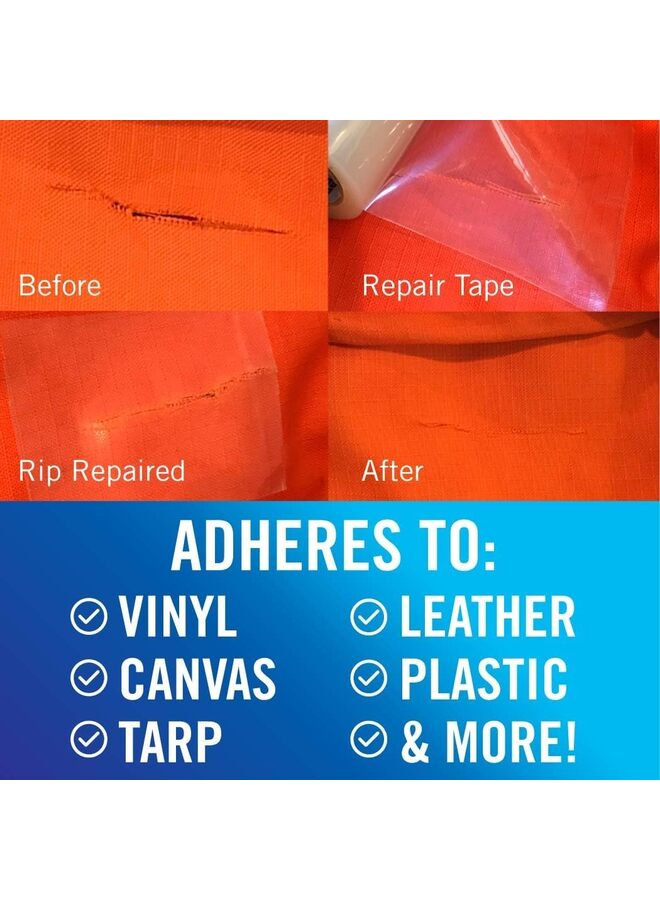 3pcs Repair Tape Fabric Repair Boat Covers Canvas Pop Up Camper RV Awning Tarp Canopy Tear & Vinyl Bimini Tops Sail Air Mattress Patch Kit Clear Heavy Duty - Image 5