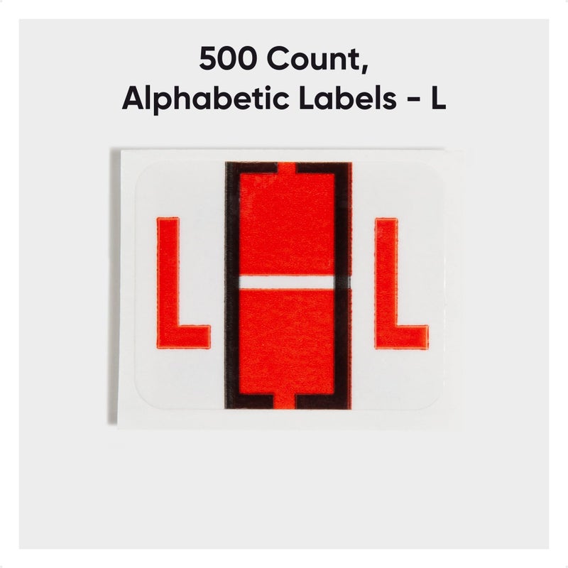Smead BCCR Bar-Style Color-Coded Alphabetic Label, L, Label Roll, Dark Orange, 500 Labels per Roll, (67082) - Image 2