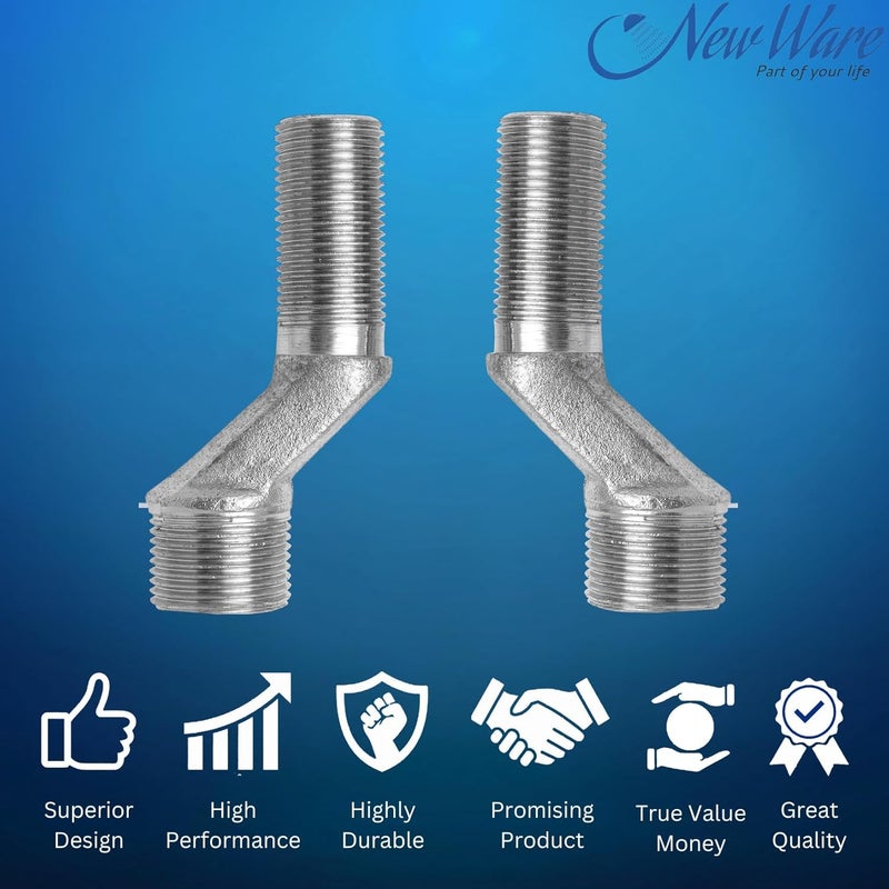 NEW WARE New Ware Brass 12 x 34 Jaq Type Full Thread Connection Leg for Wall Mixer 1 Pair of Legs for Wall Water Mixer Single Double Handle Spare Parts for Wall Mount Water Mixer for Bathroom Home - Image 5