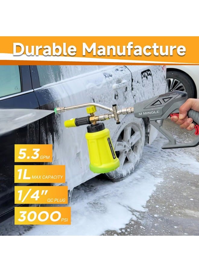 M MINGLE High Pressure Washer Gun with Foam Cannon, Foam Cannon Dual Connector Accessory, Car Wash Foam Gun Kit 1/4 Inch Quick Connector, 5 Pressure Washer Nozzle Tips - Image 3