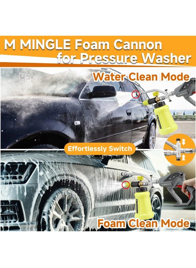 M MINGLE High Pressure Washer Gun with Foam Cannon, Foam Cannon Dual Connector Accessory, Car Wash Foam Gun Kit 1/4 Inch Quick Connector, 5 Pressure Washer Nozzle Tips - Image 2