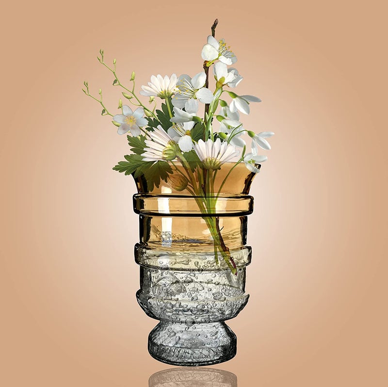 DECENT GLASS Glass Crackle Luster Flower Vase Style 3 Standard