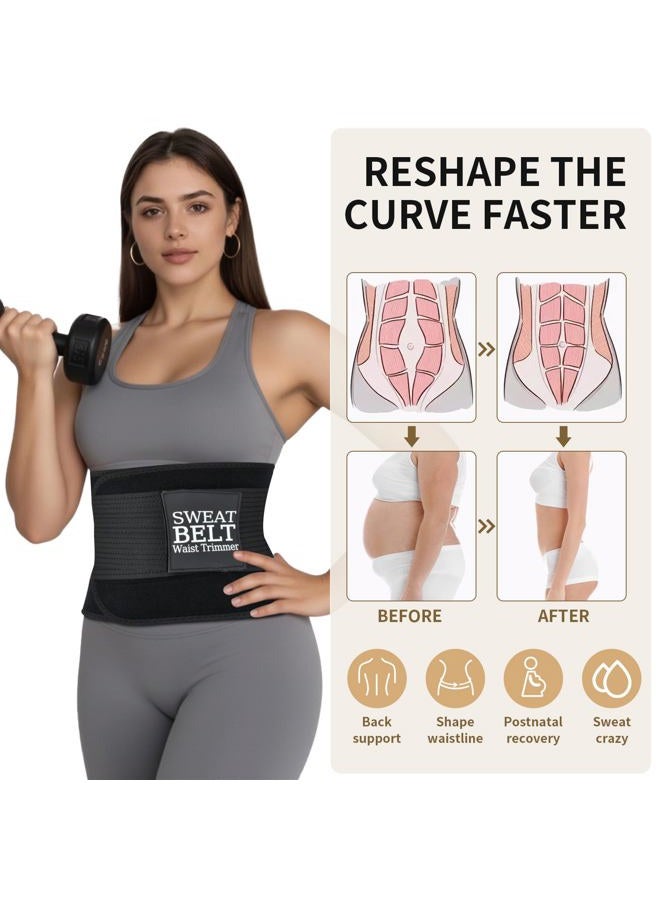 LKV Waist Trainer Belt for Women Adjustable, Waist Cincher Trimmer with Back Support Bars - Slimming Body Shaper Belt, Black, XL - Image 4