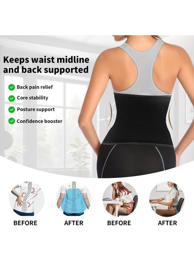 LKV Waist Trainer Belt for Women Adjustable, Waist Cincher Trimmer with Back Support Bars - Slimming Body Shaper Belt, Black, XL - Image 5