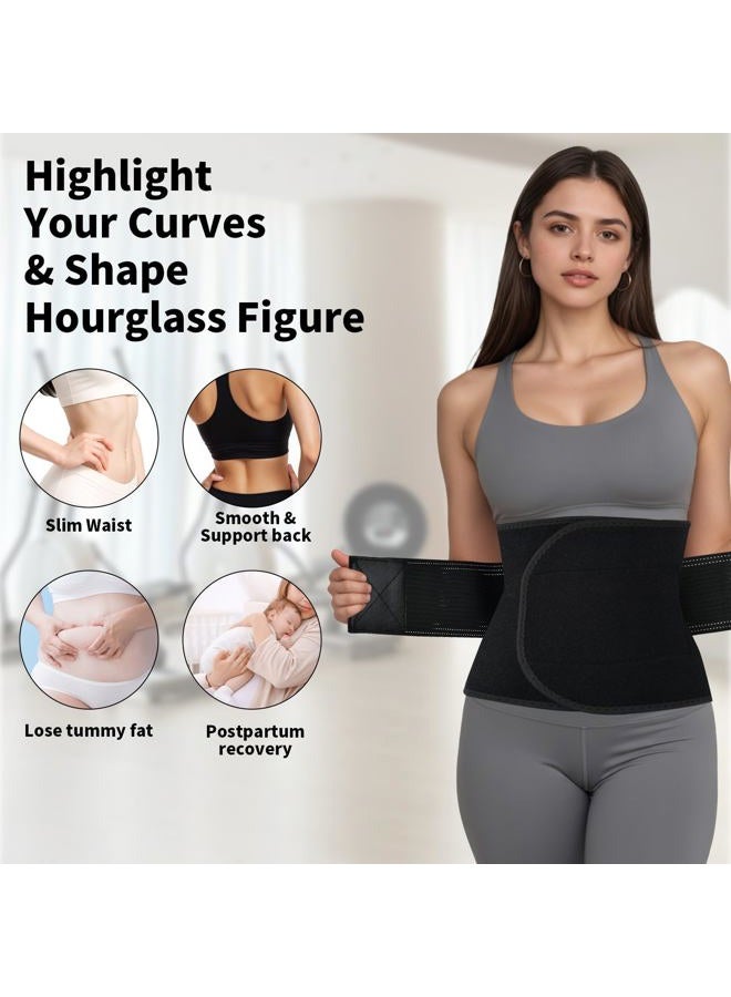 LKV Waist Trainer Belt for Women Adjustable, Waist Cincher Trimmer with Back Support Bars - Slimming Body Shaper Belt, Black, XL - Image 3