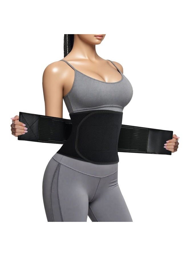 LKV Waist Trainer Belt for Women Adjustable, Waist Cincher Trimmer with Back Support Bars - Slimming Body Shaper Belt, Black, XL - Image 1