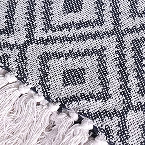 SASHAA WORLD Woven Diamond Pattern Throw Blanket | Throw for Living Room, Sofa and Bed Room | Navy & Grey Throw Blanket | 125x150 cm, Pack of 1 - Image 5