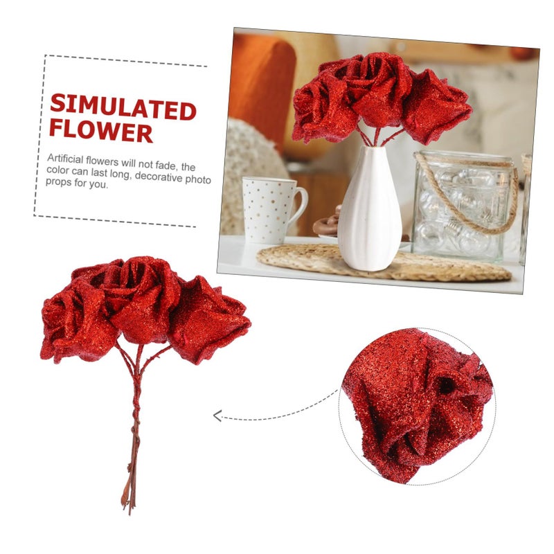 Artificial Red Silk Pe Flower Photo Prop For Wedding Home Decoration Lightweight Decor - Image 3