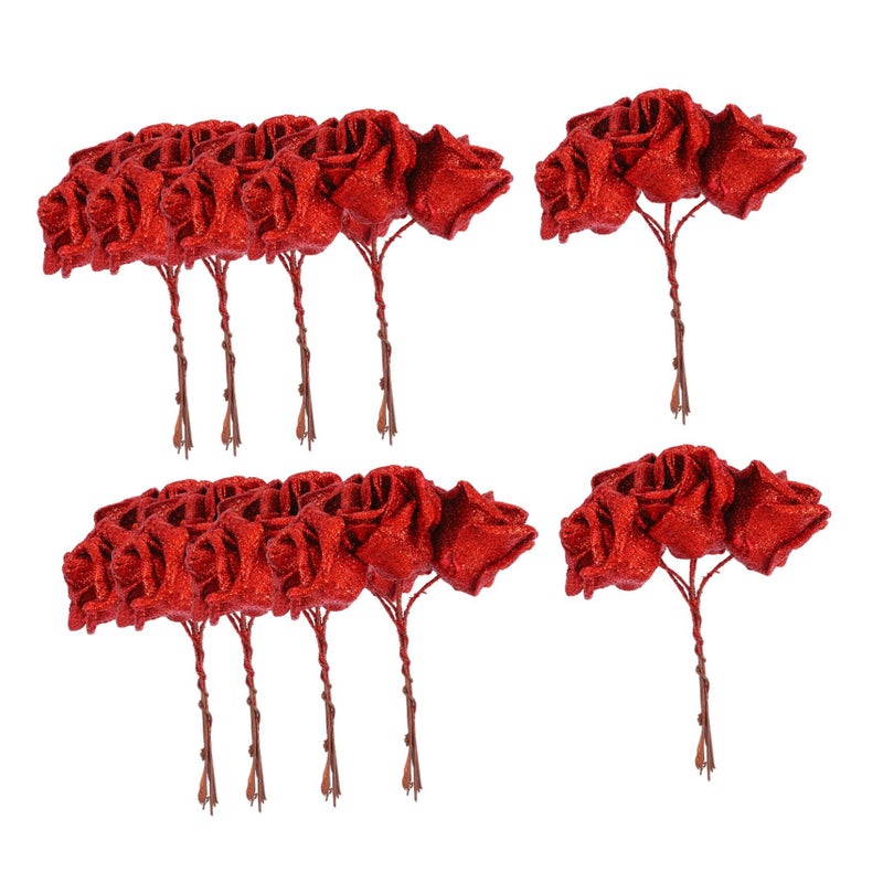 Artificial Red Silk Pe Flower Photo Prop For Wedding Home Decoration Lightweight Decor - Image 2