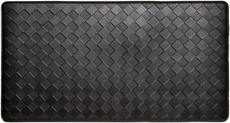 Home Dynamix Trenton Solace Traditional Diamond Textured Kitchen Mat, Black, 17"x39" - Image 1